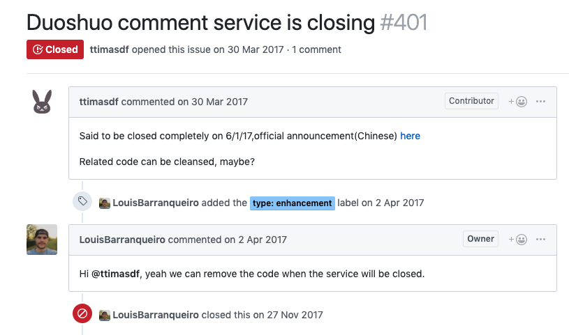 duoshuo is closing